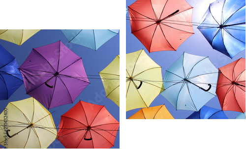 olorowa paleta parasoli. - Obraz dwuczęściowy, Dyptyk