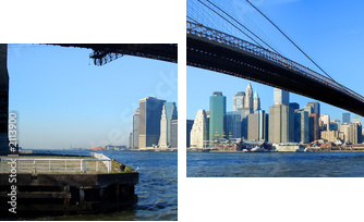 Most Brookliński i dolnym Manhattanie panoramiczny widok, Nowy Jork - Obraz dwuczęściowy, Dyptyk