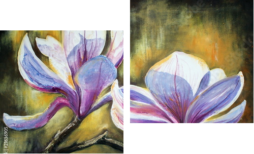 Magnolia - symbol czystości i szczerości - Obraz dwuczęściowy, Dyptyk