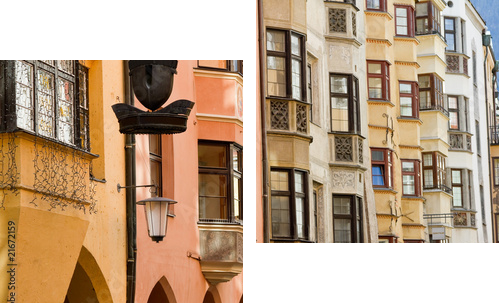 Wiersz starych kolorowych budynków - Obraz dwuczęściowy, Dyptyk