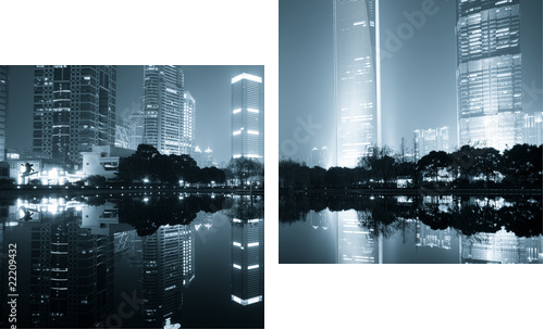 nocny widok w Szanghaju - Obraz dwuczęściowy, Dyptyk