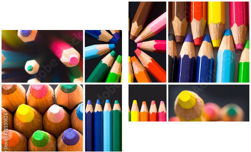 kolaż kolorowych ołówków - Obraz dwuczęściowy, Dyptyk
