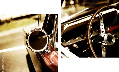 retro fragment samochodu - Obraz dwuczęściowy, Dyptyk