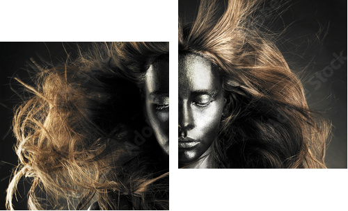 Piękna kobieta z czarną skórą - Obraz dwuczęściowy, Dyptyk