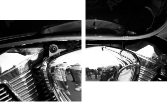 Widok z boku niestandardowego silnika motocyklowego - Obraz dwuczęściowy, Dyptyk