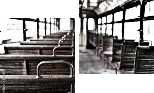 krzesła w pociągu vintage - Obraz dwuczęściowy, Dyptyk