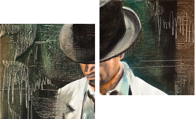 Portret mężczyzny z papierosem - Obraz dwuczęściowy, Dyptyk