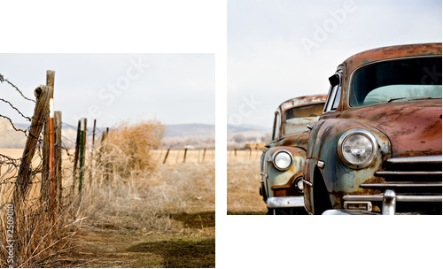 Miniona epoka - samochody w stylu retro - Obraz dwuczęściowy, Dyptyk