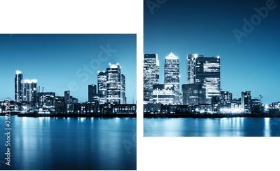 Panoramiczny obrazek Canary Wharf widok od Greenwich. - Obraz dwuczęściowy, Dyptyk