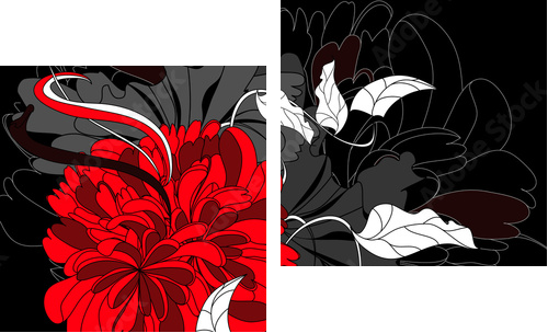 Tło z czerwonym kwiatem - Obraz dwuczęściowy, Dyptyk