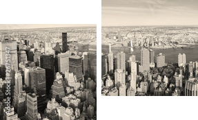 Miasto Nowy Jork Manhattan panoramy widok z lotu ptaka - Obraz dwuczęściowy, Dyptyk