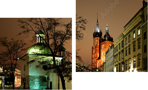Zabytki Krakowa – okolice rynku - Obraz dwuczęściowy, Dyptyk
