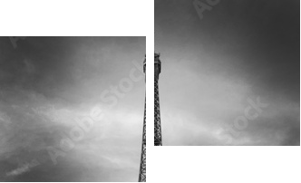 Wieża Eiffla i czerwony samochód - Paryż - Obraz dwuczęściowy, Dyptyk