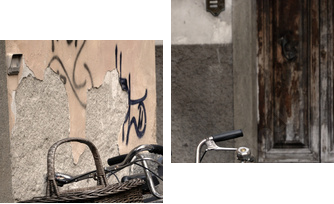 Włoscy w starym stylu bicykle w Lucca, Tuscany - Obraz dwuczęściowy, Dyptyk