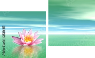 Leluja kwiat w zielonym oceanie - Obraz dwuczęściowy, Dyptyk