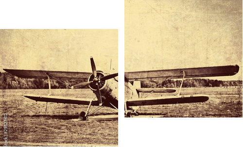 Rocznik fotografia stary biplan - Obraz dwuczęściowy, Dyptyk