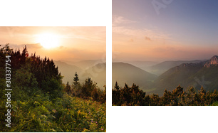 Szczyt Roszutec w zachodzie słońca - Słowacja Fatra - Obraz dwuczęściowy, Dyptyk