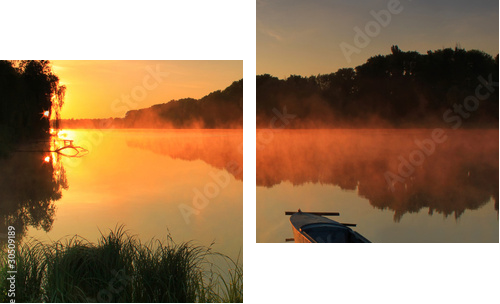 Malowniczy krajobraz - jezioro  - Obraz dwuczęściowy, Dyptyk
