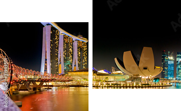 Marina Bay Singapur panorama - Obraz dwuczęściowy, Dyptyk