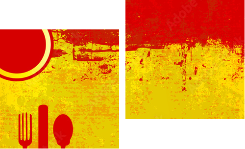 Hiszpański szablon wektor menu nad flaga Hiszpanii - Obraz dwuczęściowy, Dyptyk