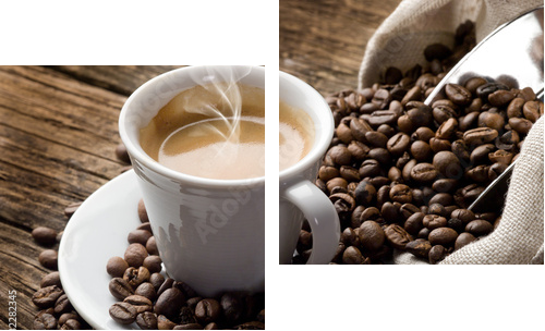 gorąca kawa - parzona kawa - Obraz dwuczęściowy, Dyptyk