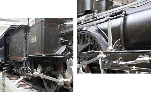 Szczegół stara parowa lokomotywa - Obraz dwuczęściowy, Dyptyk