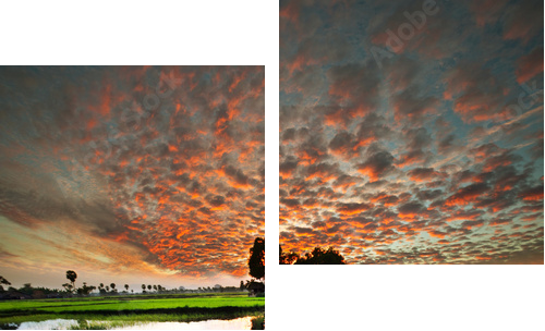 Krajobraz z czerwonym niebem - Obraz dwuczęściowy, Dyptyk