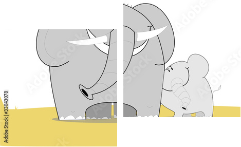 slonie - Obraz dwuczęściowy, Dyptyk