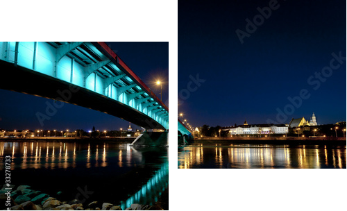 Panorama miasta Warszawy nocą - Obraz dwuczęściowy, Dyptyk
