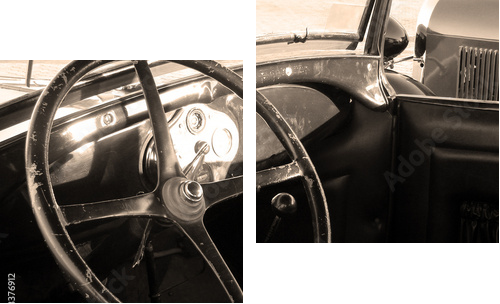 wnętrze rocznika samochodu - Obraz dwuczęściowy, Dyptyk