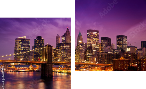 Nowy Jork Manhattan Pont de Brooklyn - Obraz dwuczęściowy, Dyptyk