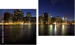 Panorama dolnego Manhattanu o zmierzchu, Nowy Jork - Obraz dwuczęściowy, Dyptyk