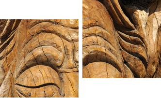 Twarz wykuta w pniu drzewa oliwnego w Matali - Obraz dwuczęściowy, Dyptyk