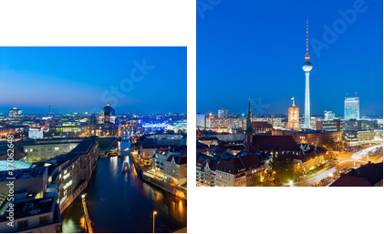 Panorama Berlina w nocy - Obraz dwuczęściowy, Dyptyk