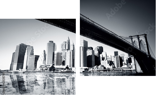 Szklana tafla wody – widok na Manhattan - Obraz dwuczęściowy, Dyptyk