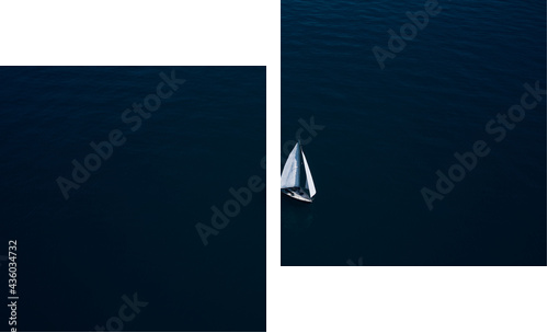 Dryfująca łódź - samotny rejs - Obraz dwuczęściowy, Dyptyk