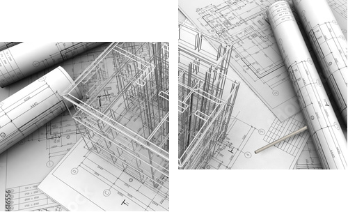 Kreatywna strona umysłu - plany budynków - Obraz dwuczęściowy, Dyptyk