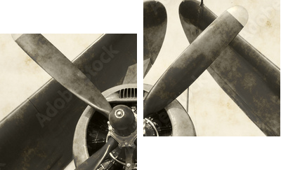 Wojenny granatowy samolot ze złożonymi skrzydłami - Obraz dwuczęściowy, Dyptyk