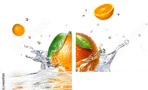 pomarańczowy plusk do czystej wody - Obraz dwuczęściowy, Dyptyk