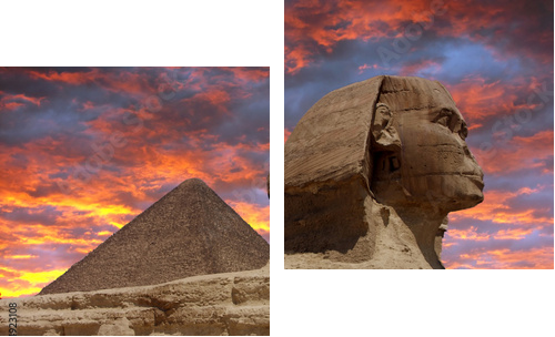 Piramida i Sfinks w Giza, Kair - Obraz dwuczęściowy, Dyptyk