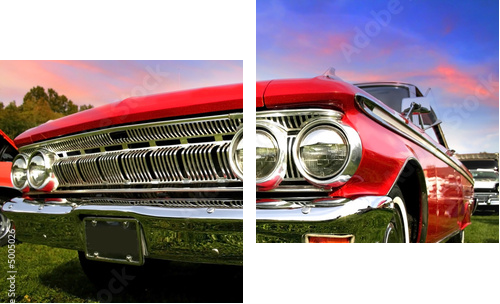 Red Muscle Car - Obraz dwuczęściowy, Dyptyk