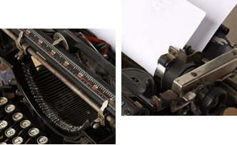 Maszyna do pisania z papierem rozproszonym - koncepcyjny obraz - Obraz dwuczęściowy, Dyptyk