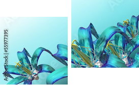 3d niebieskie kwiaty panoramiczne - Obraz dwuczęściowy, Dyptyk