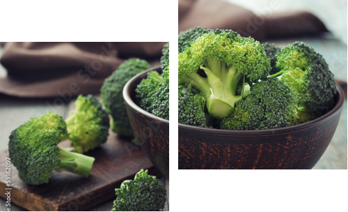 Świeże zielone brokuły - Obraz dwuczęściowy, Dyptyk