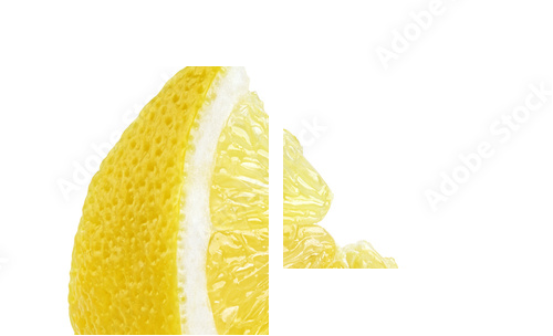 Plasterek cytryny owoc odizolowywająca na białym tle - Obraz dwuczęściowy, Dyptyk