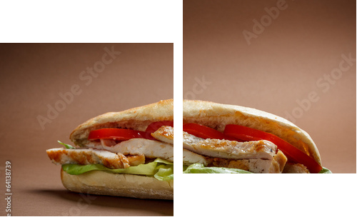 Grillowana kanapka z kurczakiem - Obraz dwuczęściowy, Dyptyk
