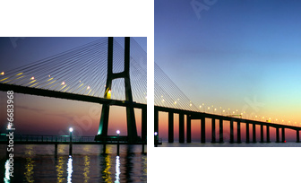 Panorama mostu Vasco da Gama o zmierzchu - Obraz dwuczęściowy, Dyptyk