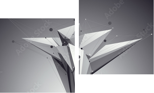 3D siatki nowożytnego stylu abstrakcjonistyczny tło, origami futurystyczny tem - Obraz dwuczęściowy, Dyptyk