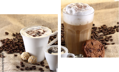 Kaffee, Espresso, Poplamione mleko - Obraz dwuczęściowy, Dyptyk