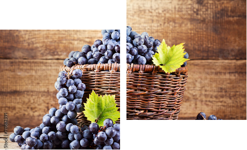 winogron w drewnianym koszyku - Obraz dwuczęściowy, Dyptyk